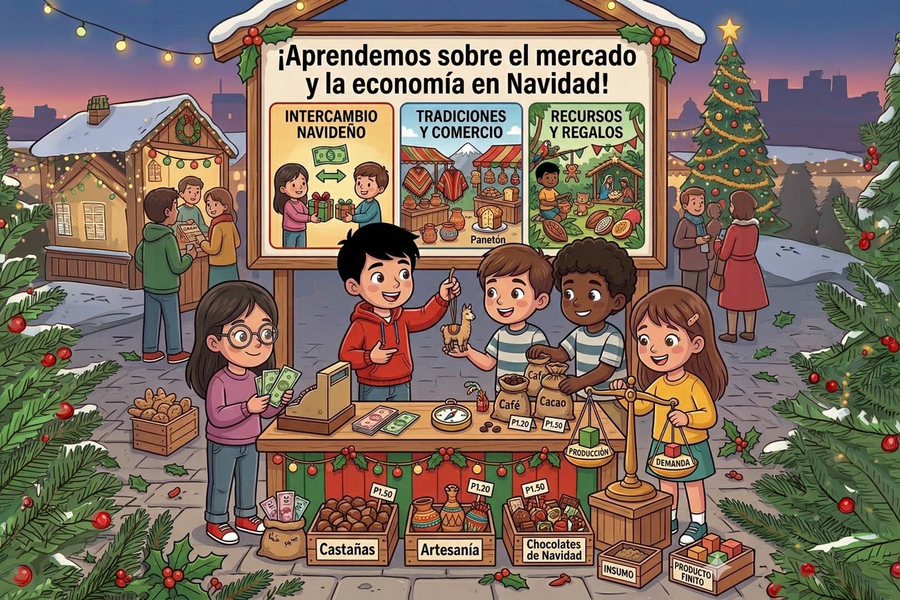Aprendemos sobre el mercado y la economía en Navidad